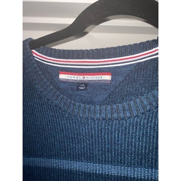 Men’s Tommy Hilfiger Striped Blue Pullover Sweater Size Large - Picture 4 of 8